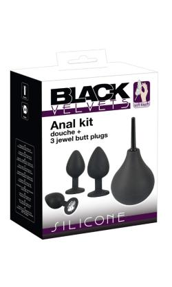 Box Sexe! Anal Kit - Plug Jewel + Douche - Black Velvets